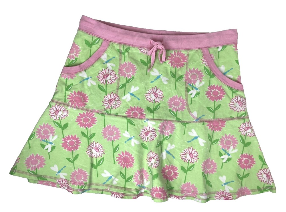 Lilly Pulitzer Vintage Skirt Women's Medium Green Pink Floral Dragonfly EUC